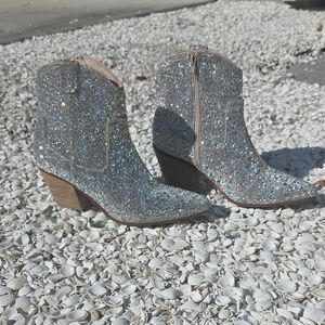 Sincerely Jules Sparkling Silver Heeled Boots
